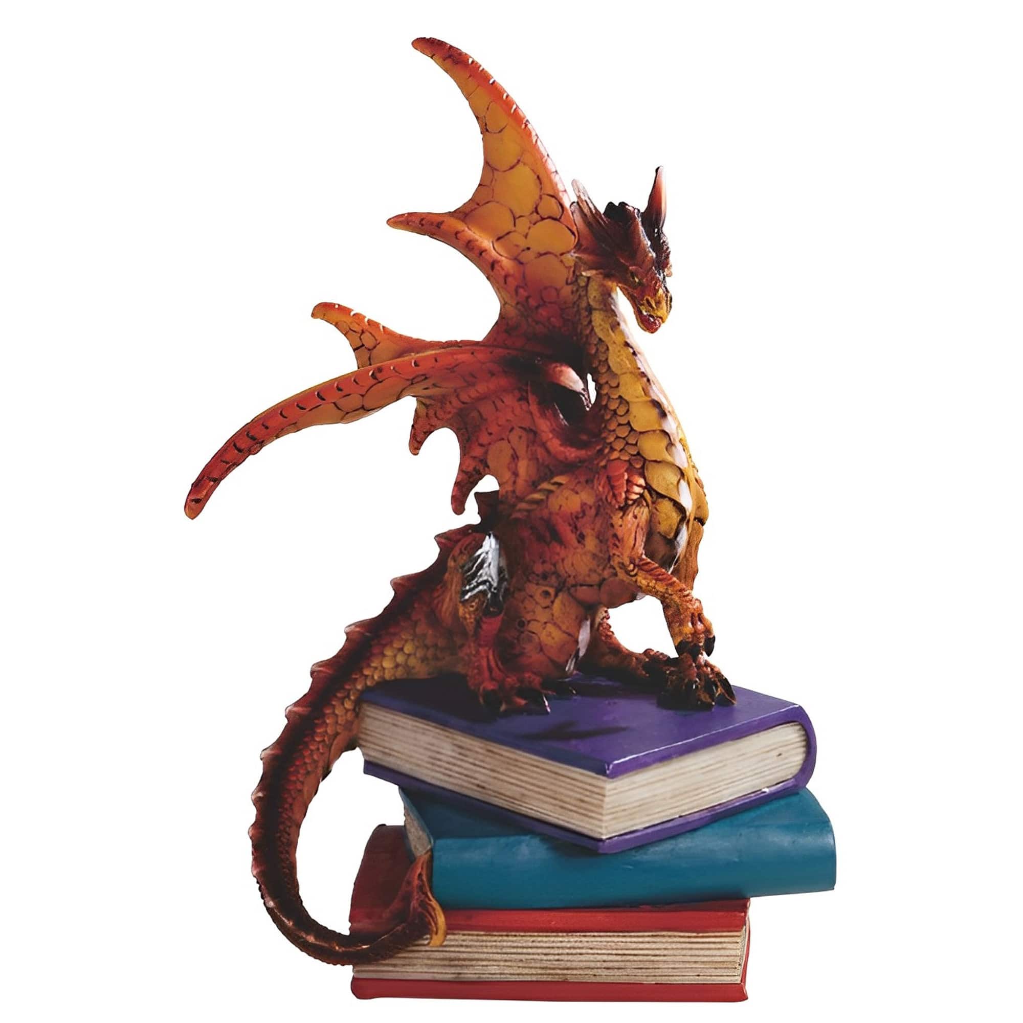 FC Design - 6"H Volcano Dragon Standing on Pile of Books Figurine Statue Computer Desk Tabletop Medieval Gaming Home Decor - Multi-Color