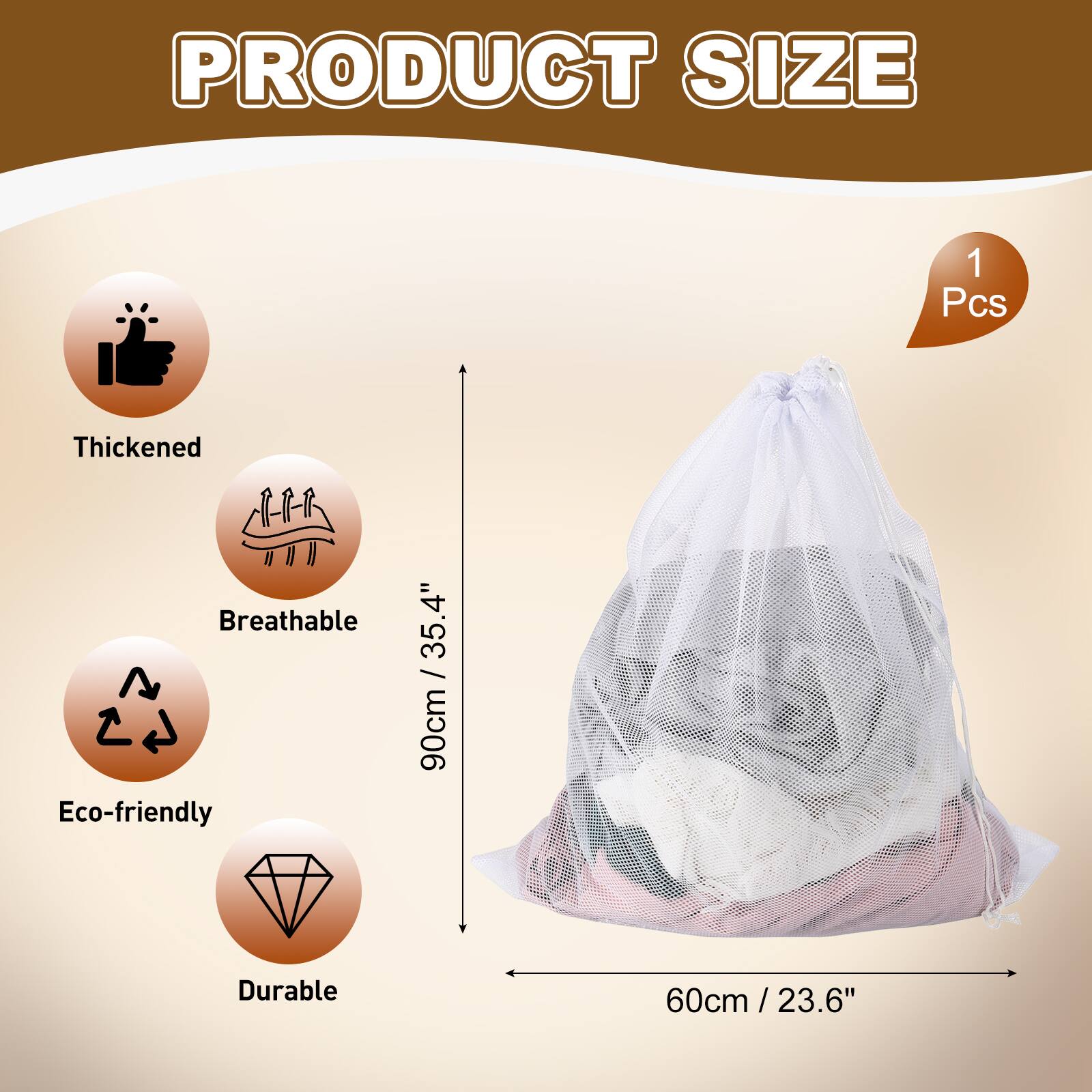 PRODUCT SIZE  
1 Pcs  
Thickened Breathable Eco-friendly  
90cm / 35.4"  
Durable 60cm / 23.6"