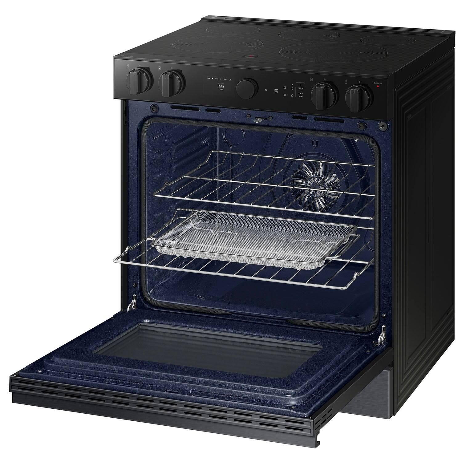 Alt View 18. Samsung - Bespoke Smart Slide-In Electric Range 6.3 cu. ft. with Air Sous Vide & Air Fry - Matte Black Steel.