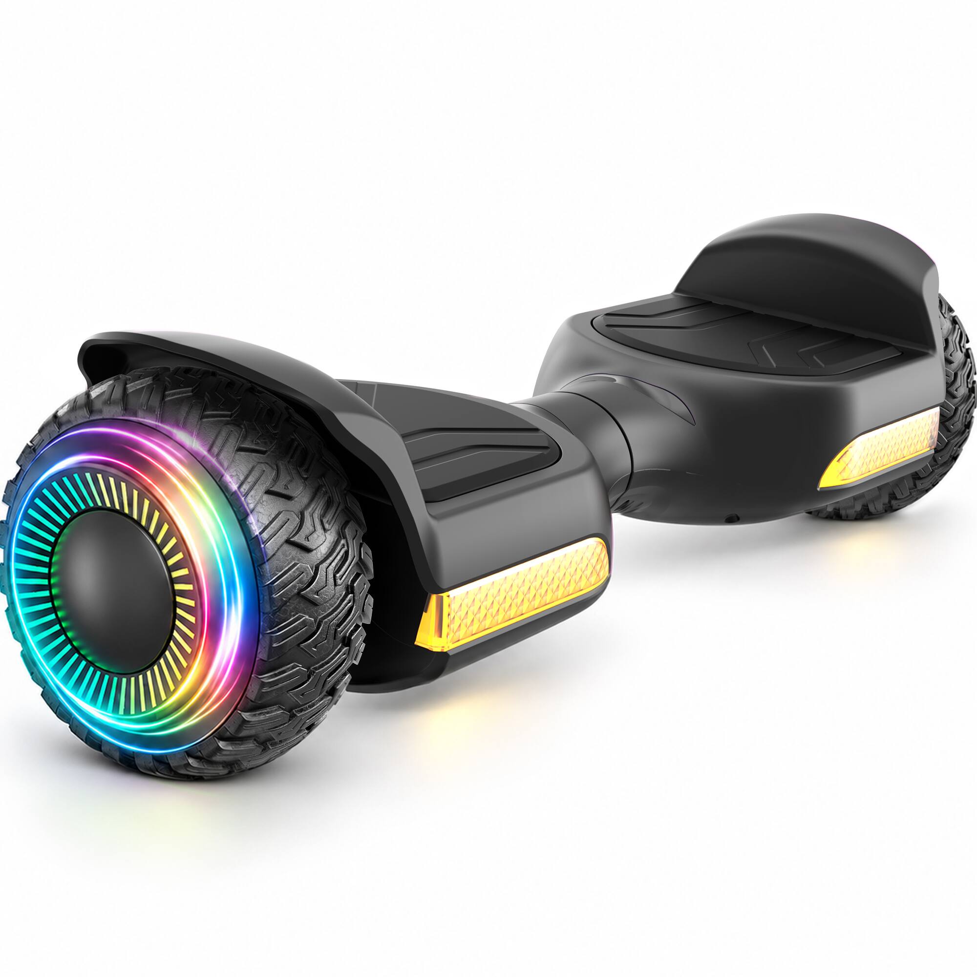Front. MIHOVER - 250W*2 All-Terrain Hoverboard for Kids, 37V 2Ah Battery, 7.75 MPH, Bluetooth, 176 lb Capacity, UL2272 - Black.