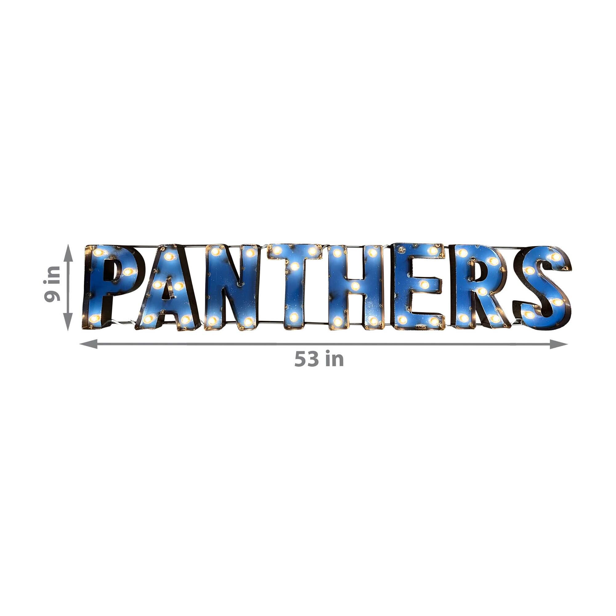 Alt View 1. Imperial - Carolina Panthers 53" x 9" Lighted Recycled Metal Sign - Multicolor.