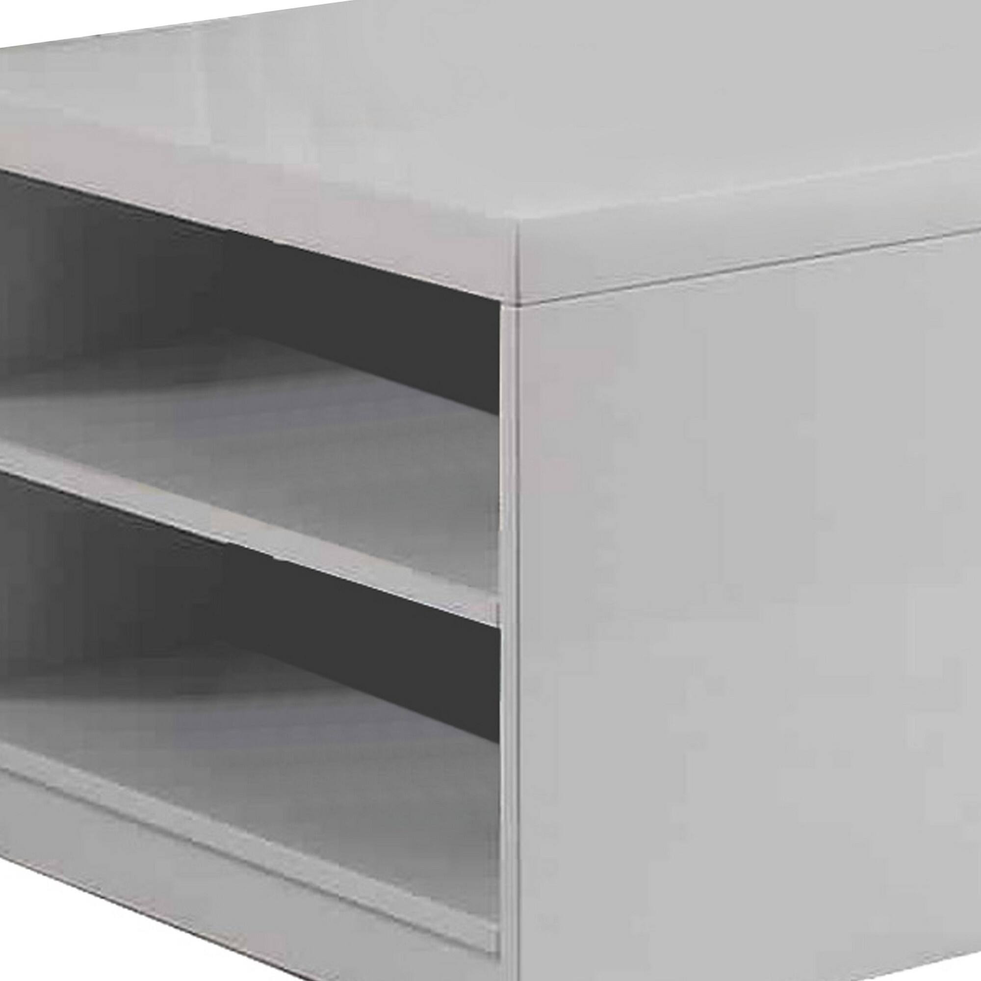 Alt View 2. Manhattan Lane - Wood and Metal Frame Coffee Table with Open Shelves - White and Chrome.