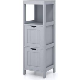 Hivvago - Modern Farmhouse 2-Drawer Bathroom Floor Cabinet with Shelf in Grey Wood Finish - Gray