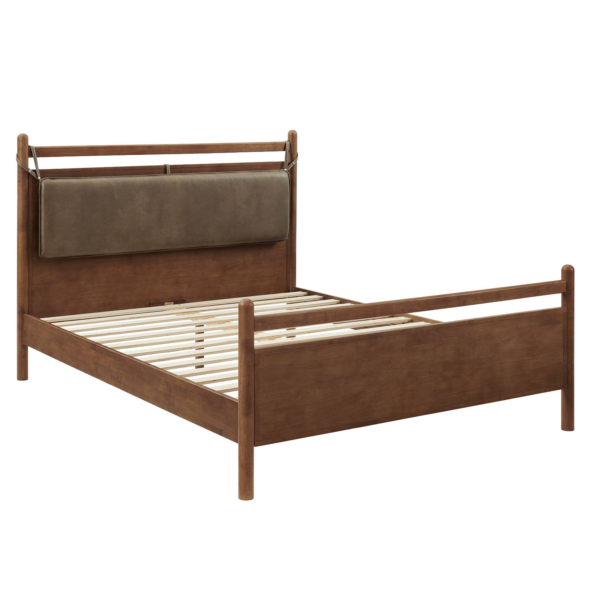 Alt View 2. Modway - Leni Wood Platform Bed Frame by Modway - Walnut Mushroom.
