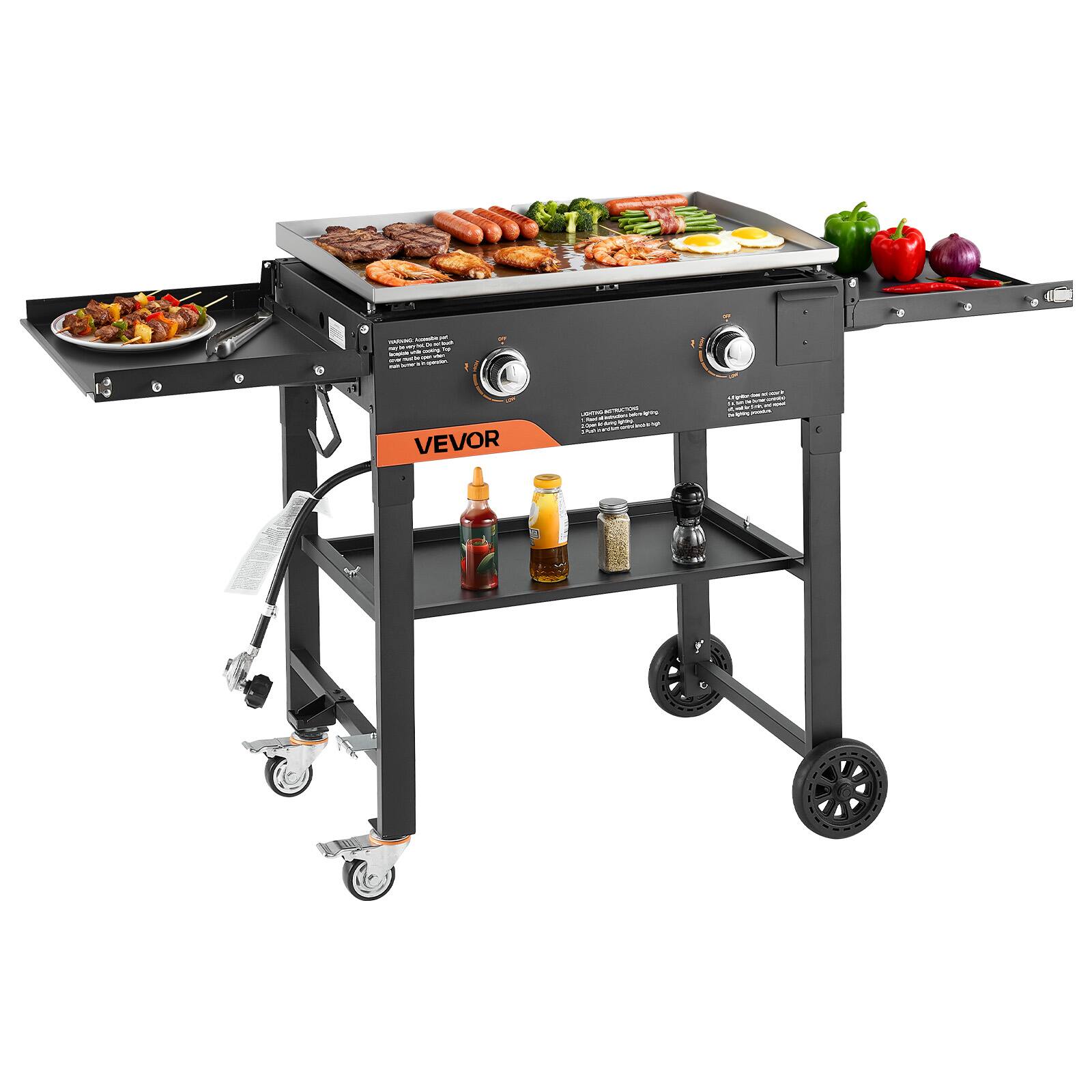 VEVOR - Gas Griddle, 2-Burner Flat Top Grill, 28 inch Grill Plate Foldable Propane Griddle with Wheels, 30000 BTU Outdoor Flat - Black price history on PriceWatchPro