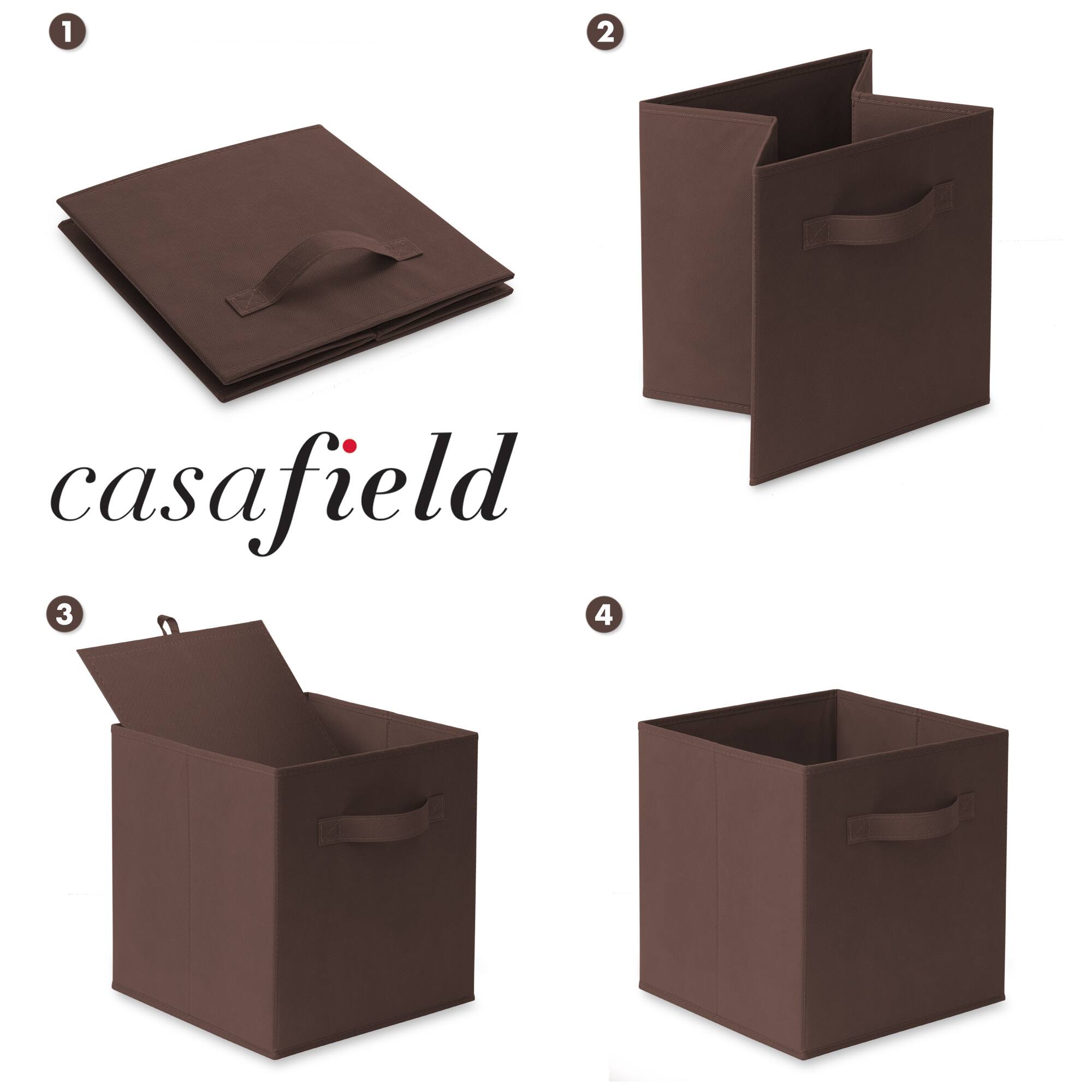 Alt View 5. Casafield - (Set of 12) Collapsible Fabric Cubes - Storage Bins - Brown.