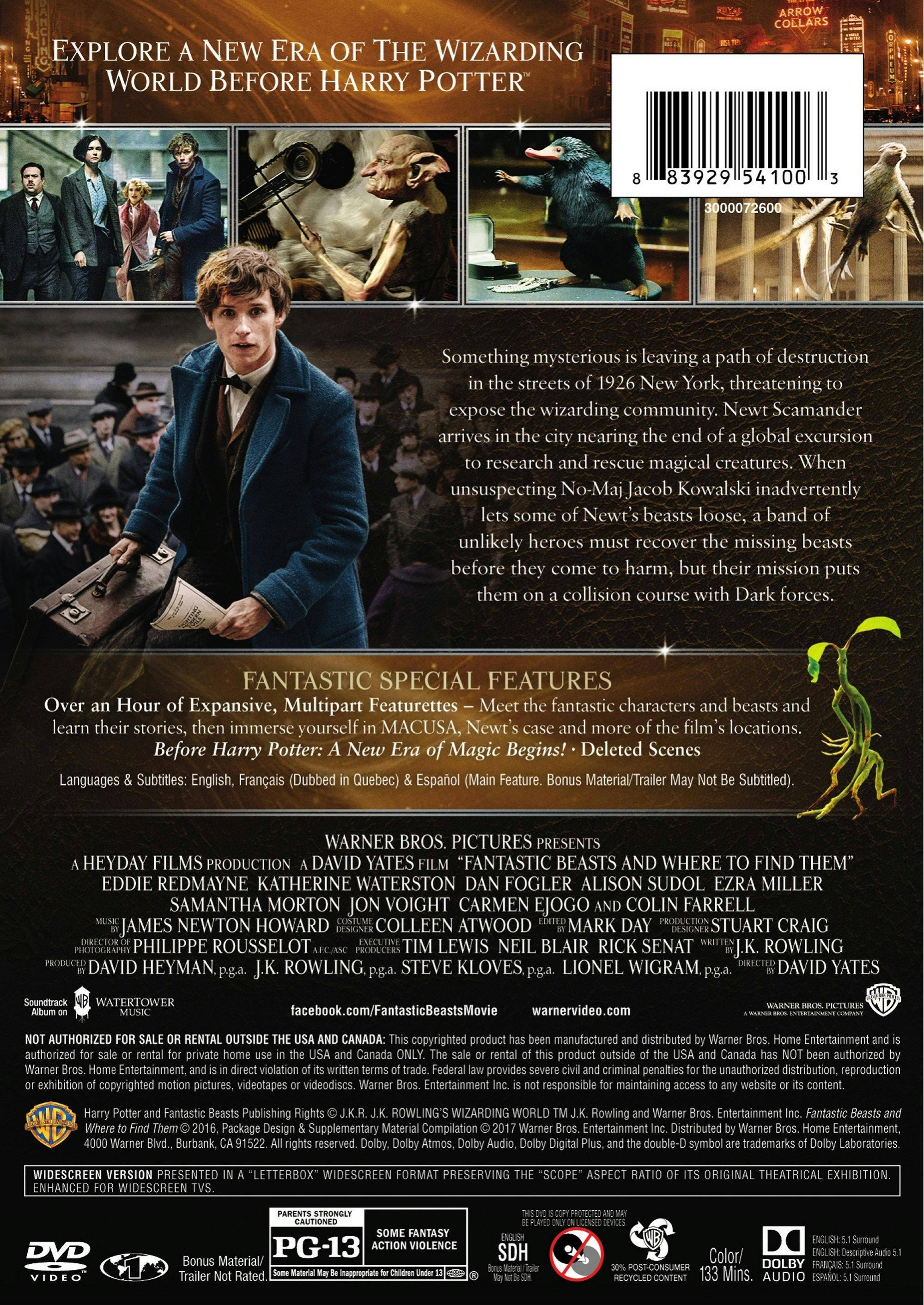 Angle. Fantastic Beasts and Where to Find Them (Special Edition) [DVD].