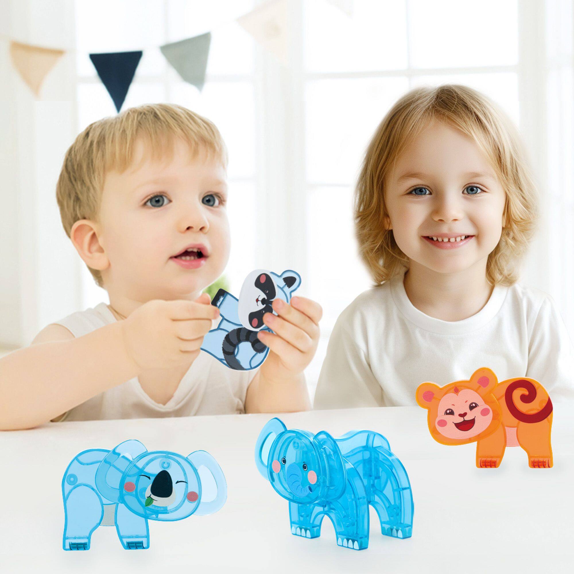 Alt View 1. PicassoTiles - PICASSO-TILES Magnetic Tile Animal Friends Action Figures, STEM Learning Toy Set, Play Wildlife Characters for Kids.
