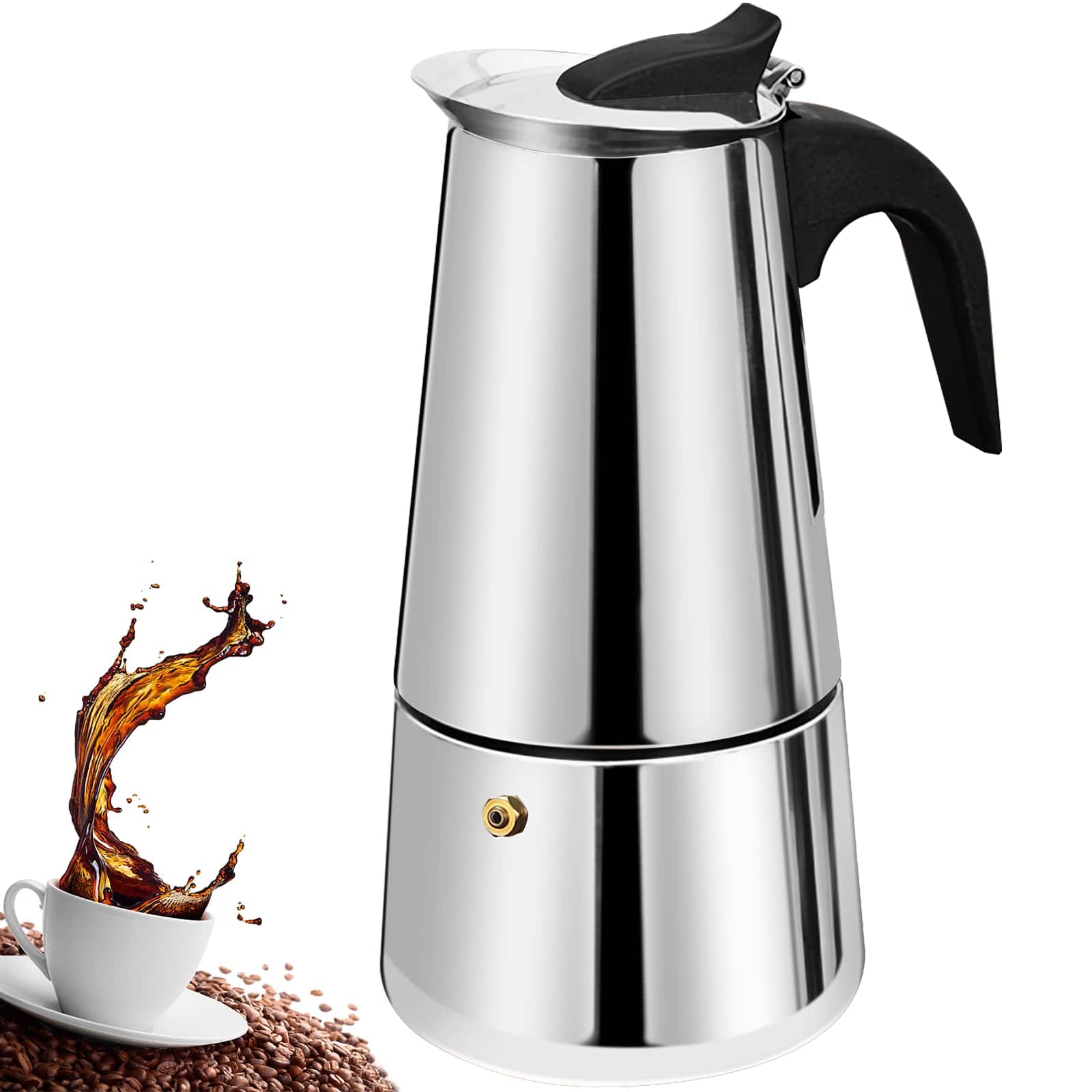 Dapper Styles - Stovetop Espresso Maker Stainless Steel Moka Pot Stove Top Percolator Italian Coffee Makers Capable M - 2 Cup