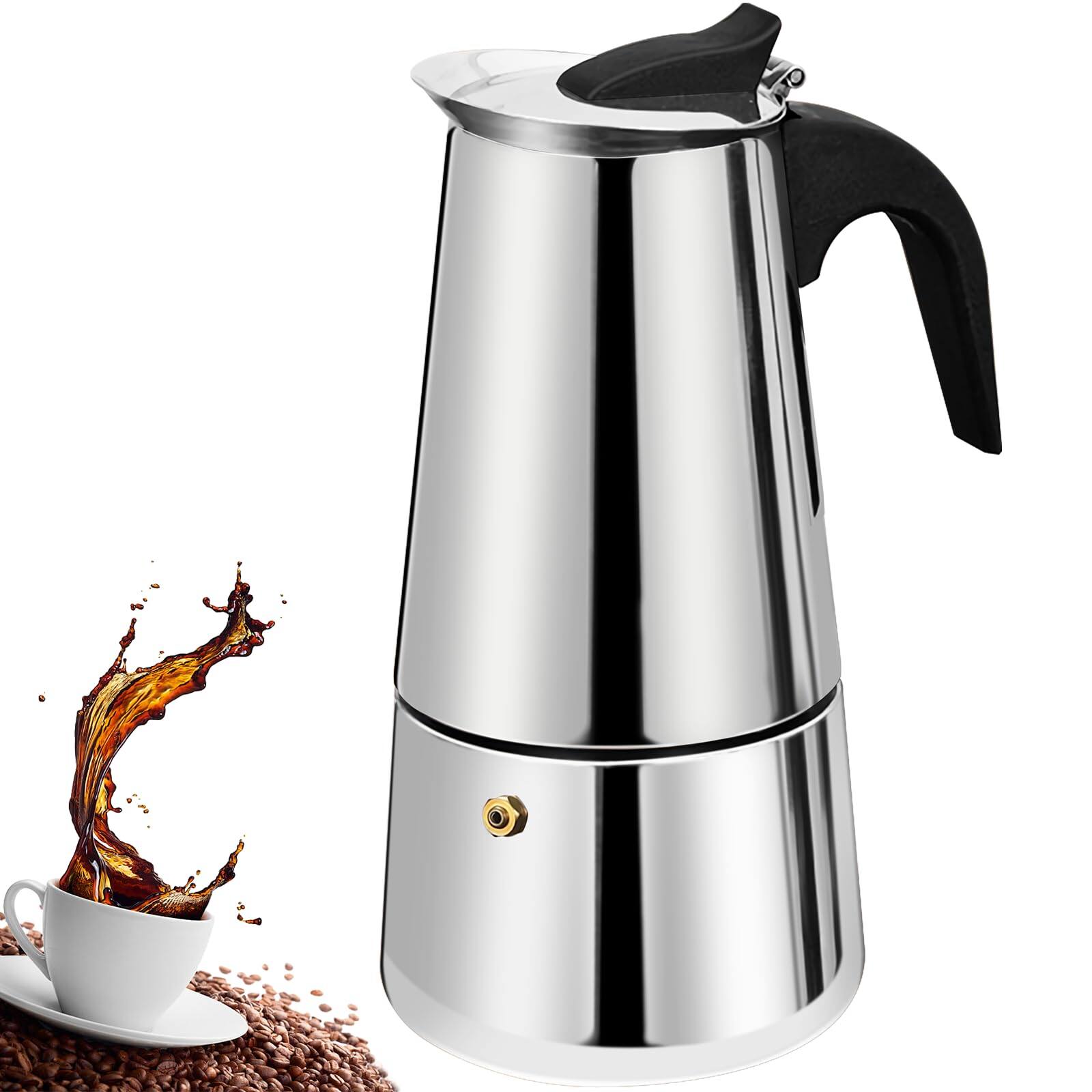 Dapper Styles - 2 Cup Stovetop Espresso Maker Stainless Steel Moka Pot Stove Top Percolator Italian Coffee Makers Capable M - 12 Cup