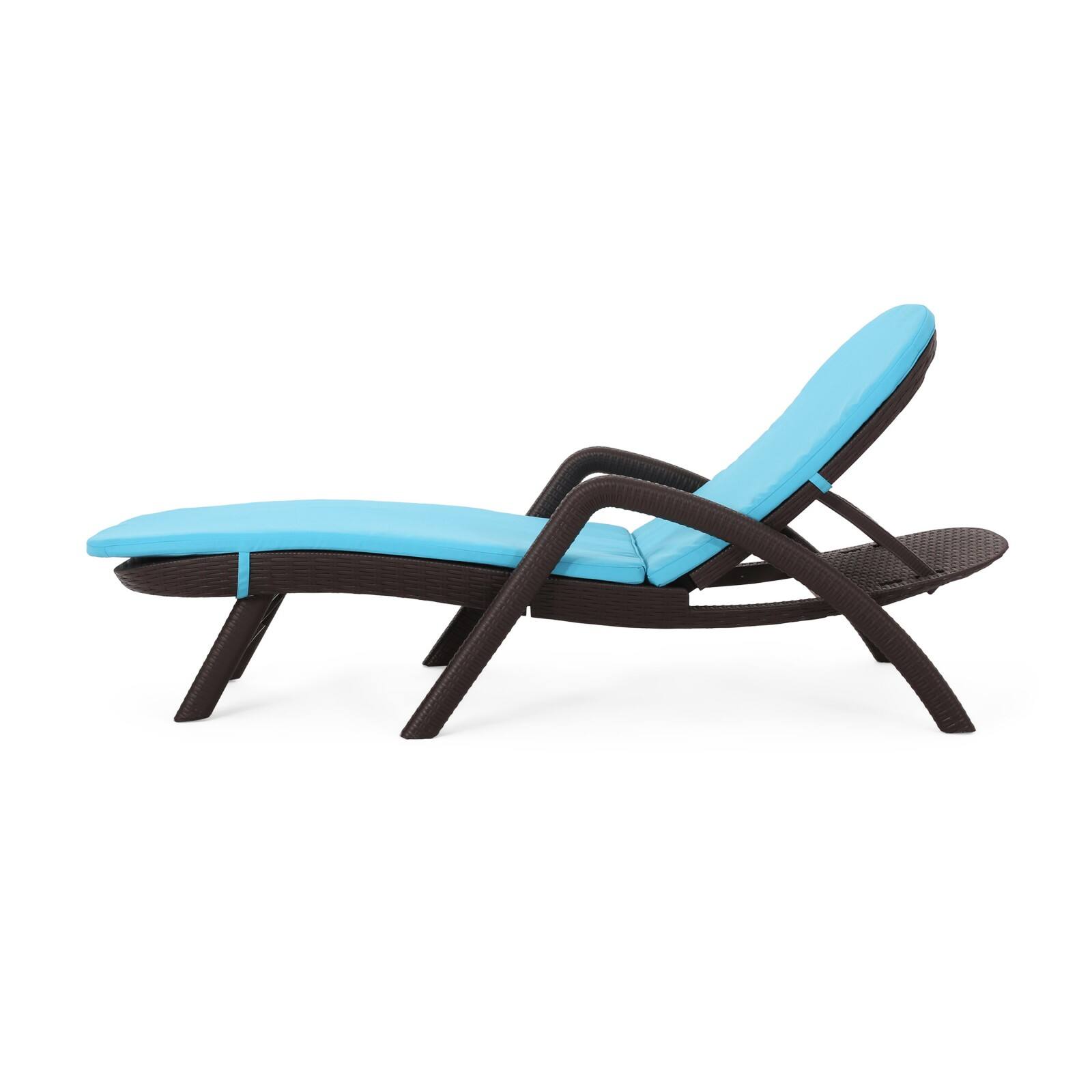Alt View 10. Ecooso - Weather-Resistant Plastic Chaise Lounge with Wicker-Like Texture, Cushion, Ergonomic Design, and Stable Support Frame - Dark Brown.