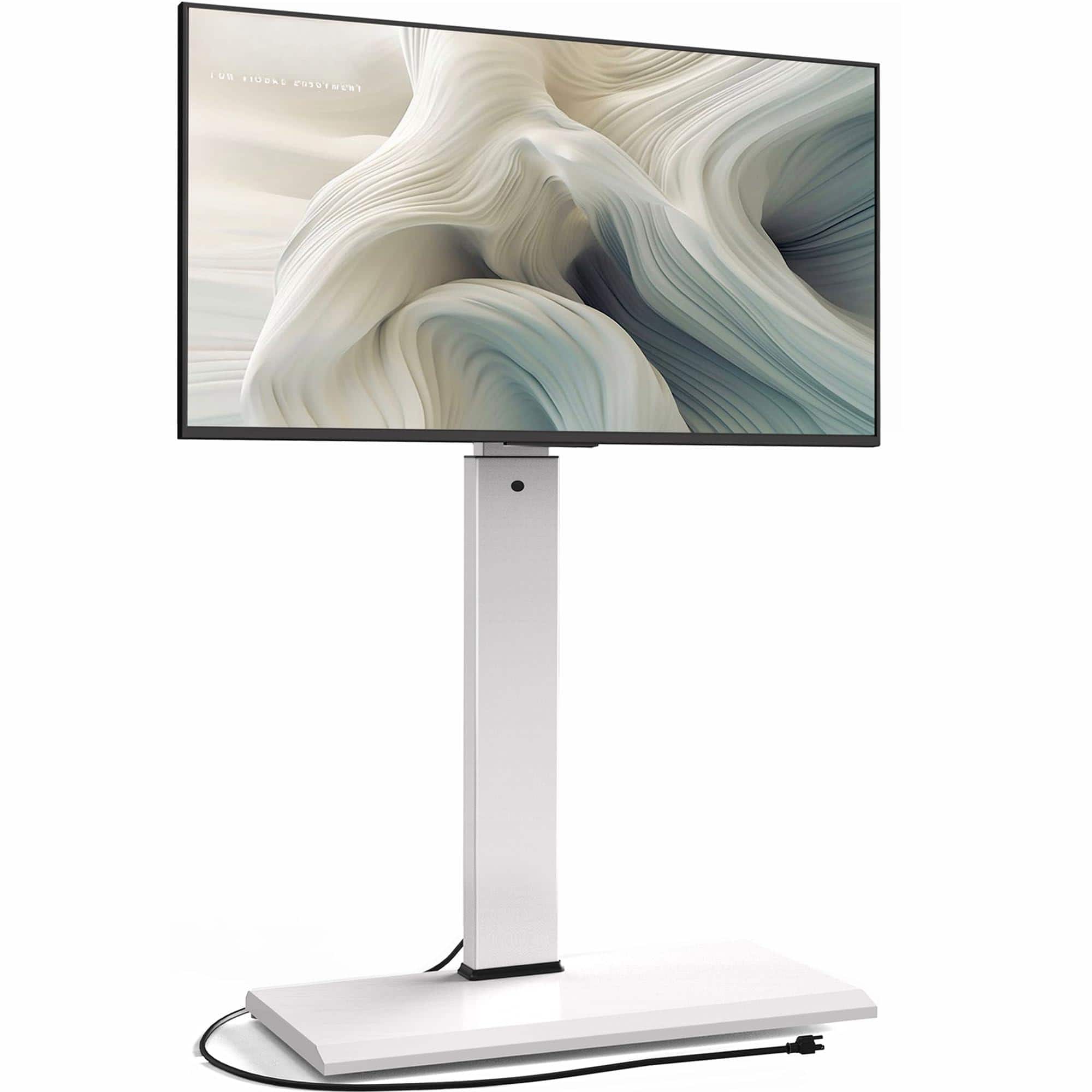 ThinkLink Electronic - Iron Base Universal Floor Stand Swivel Mount 32- Led Lcd Oled Plasma Flat Panel Curved Screen Tvs Height - White with Power Outlet