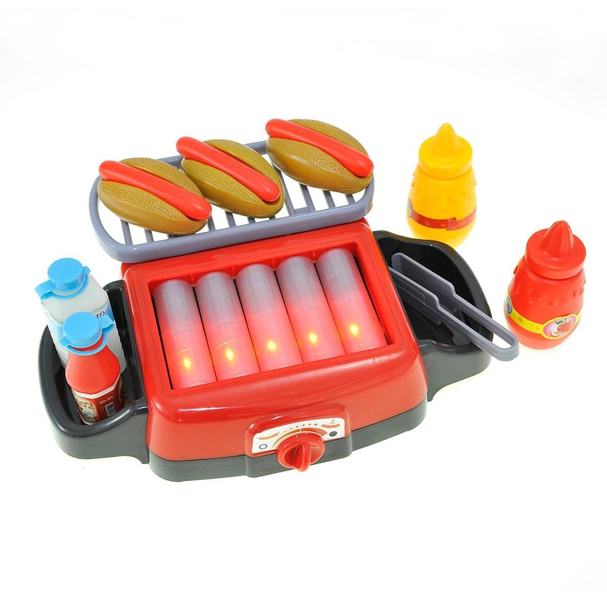 Alt View 4. JuzToys - Pretend Grill Hot Dog Roller Toy – Pretend Play Kitchen Food Playset Toys for Kids – Red/Black - Multi.