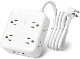 BN-LINK - 5 Ft Surge Protector Power Strip, 8 Outlets + 3 USB Ports (1 USB-C), 3-Side Extender, 800J, 15A/1875W - White