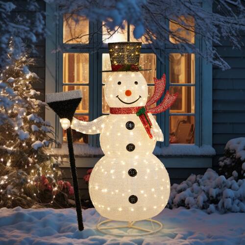 Alt View 8. Winado - 5 FT Lighted Pop-Up Snowman with 200 LED Lights for Outdoor Christmas Decoration - White.