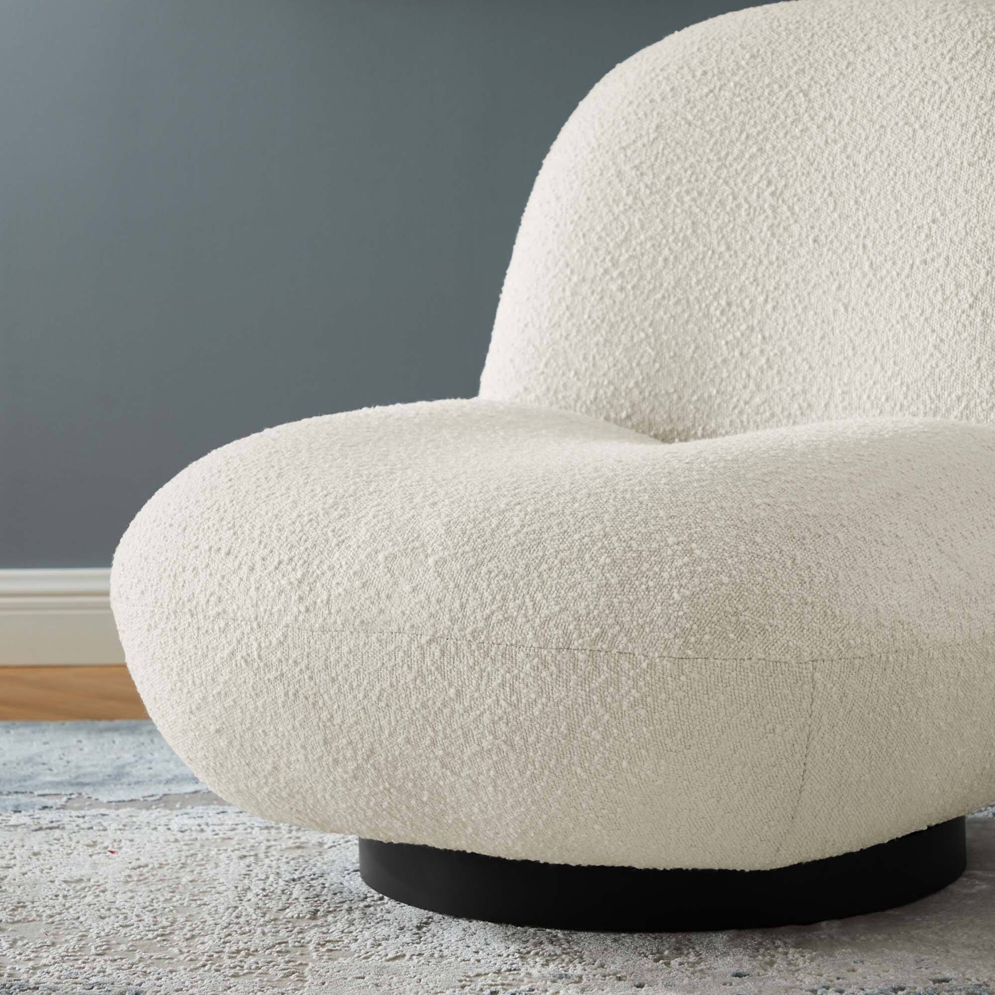 Back. Modway - Kindred Boucle Upholstered Upholstered Fabric Swivel Chair by Modway - Black Ivory.