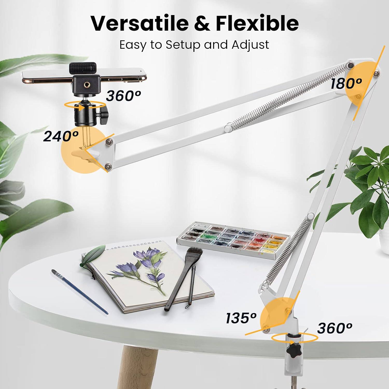 Versatile & Flexible  
Easy to Setup and Adjust  

360°  
240°  
180°  
135°  
360°