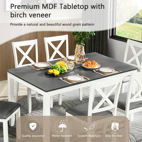 Premium MDF Tabletop with birch veneer  
Provide a natural and beautiful wood grain pattern  
Quality assurance  
Water resistant  
Scratch-Resistant  
Easy to clean