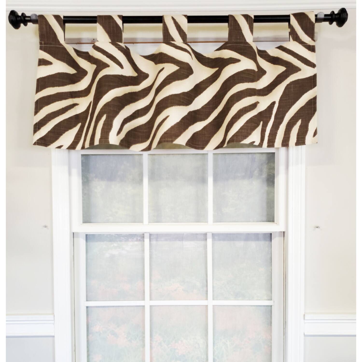 Angle. RLF Home - RLF Home 4" Top Tab High Quality Fabric Zebra Tab Valance for Windows 50" x 16" Brown - Brown.