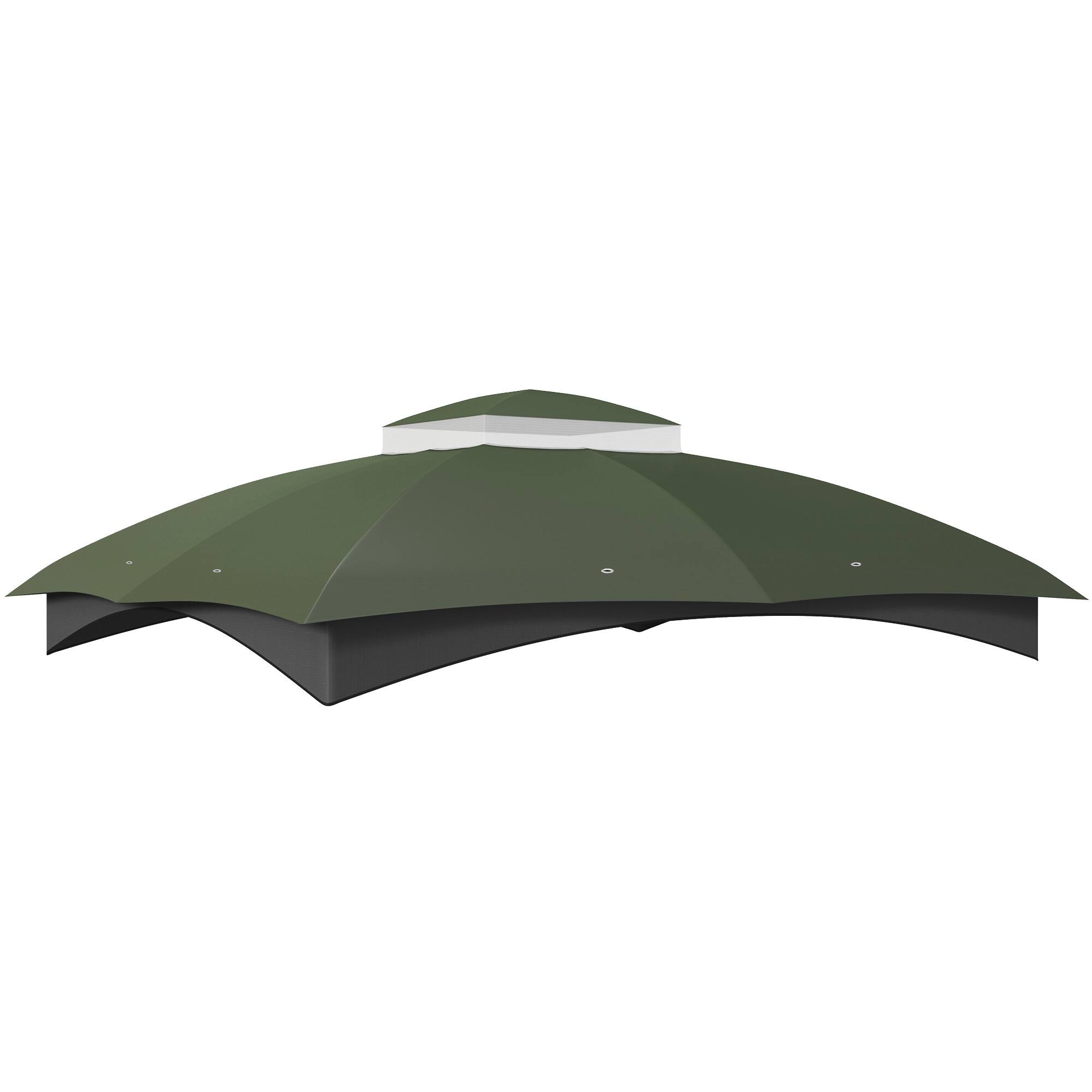 Outsunny - 10' x 12' Gazebo Canopy Replacement, 2-Tier Outdoor Gazebo Cover Top Roof with Drainage Holes - Green