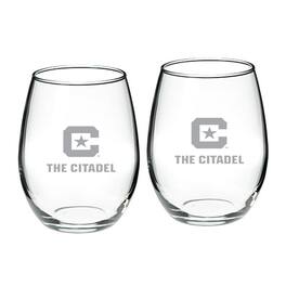 Jardine - Citadel Bulldogs 21oz. Two-Piece Stemless Wine Glass Set - Multicolor