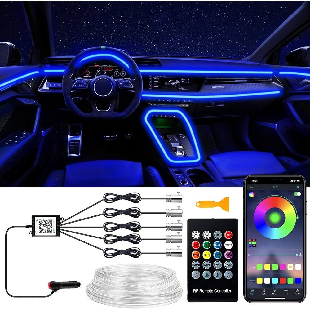 PARKER SLATER - Interior Car Lights, 5-in-1 Ambient Kit with APP/Remote Control & Music Sync - RGB