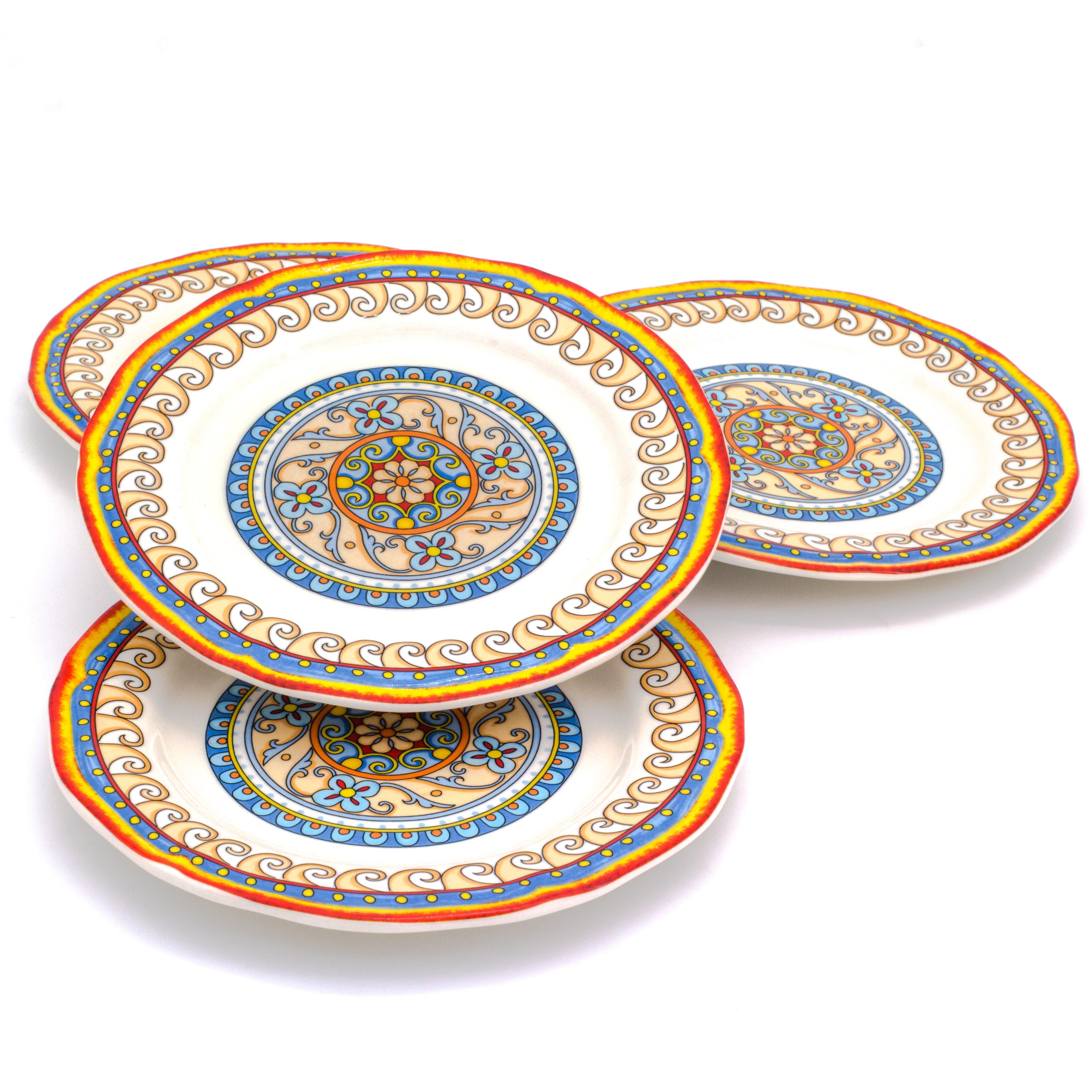Back. Euro Ceramica Home - Duomo Stoneware Salad Plates Set of 4 - gold.