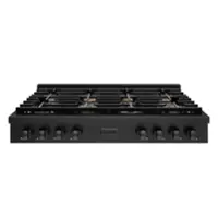 ZLINE - 48 in. Paramount Gas Rangetop with 8 Brass Burners (SRTB-BR-48) - Black Stainless Steel - Front_Zoom
