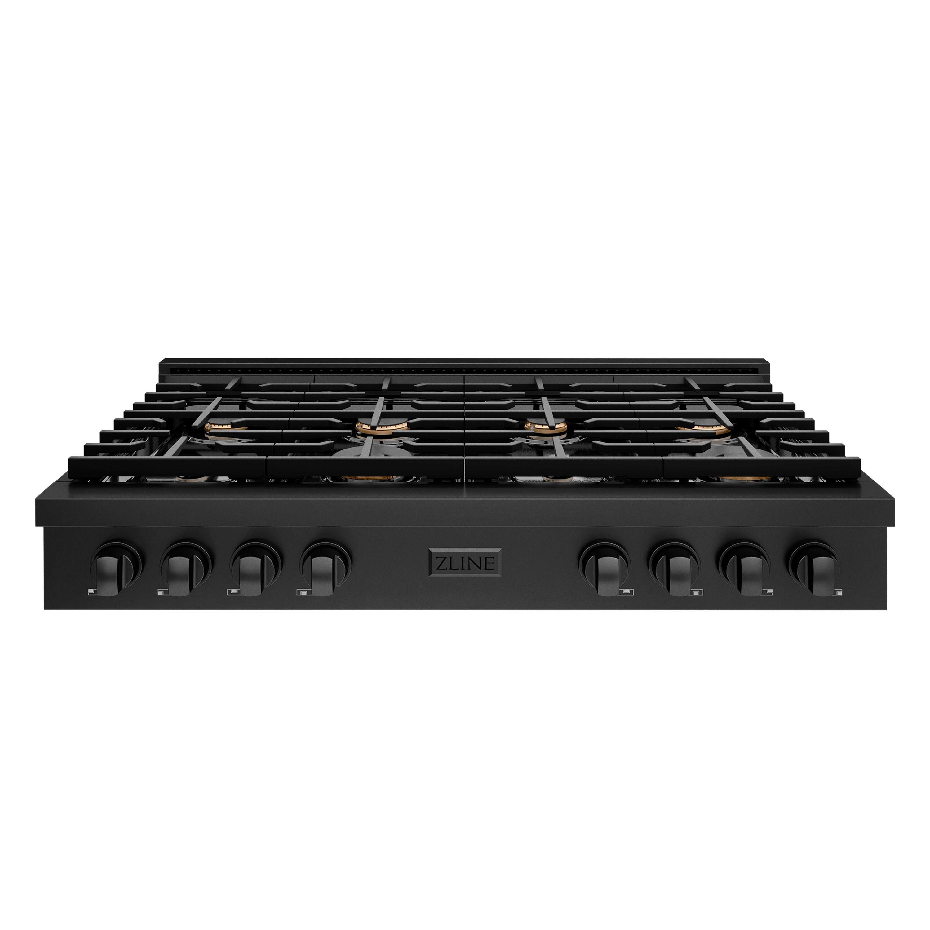 ZLINE - 48 in. Paramount Gas Rangetop with 8 Brass Burners (SRTB-BR-48) - Black Stainless Steel
