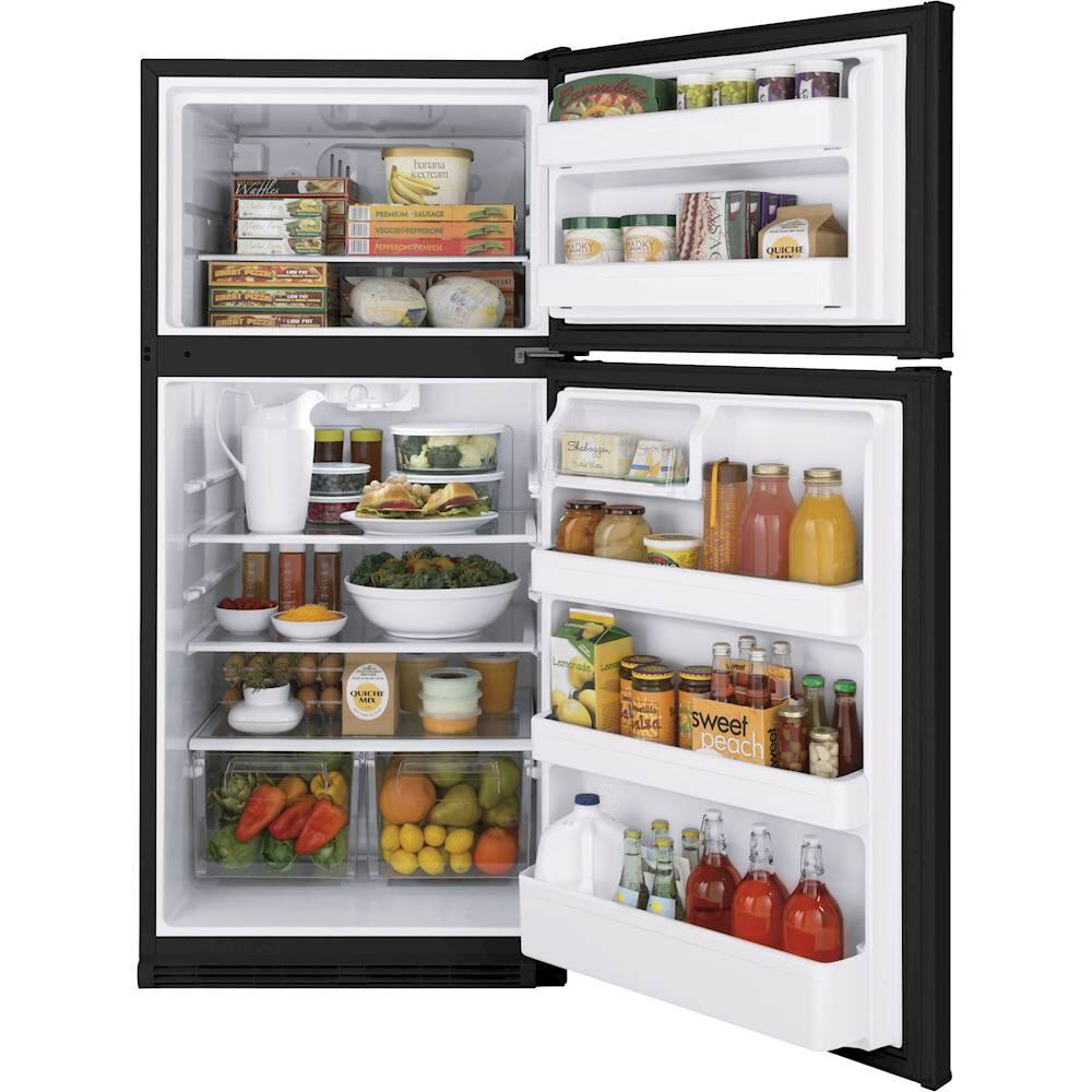 Best Buy Ge 18 2 Cu Ft Top Freezer Refrigerator Black Gts18fglbb