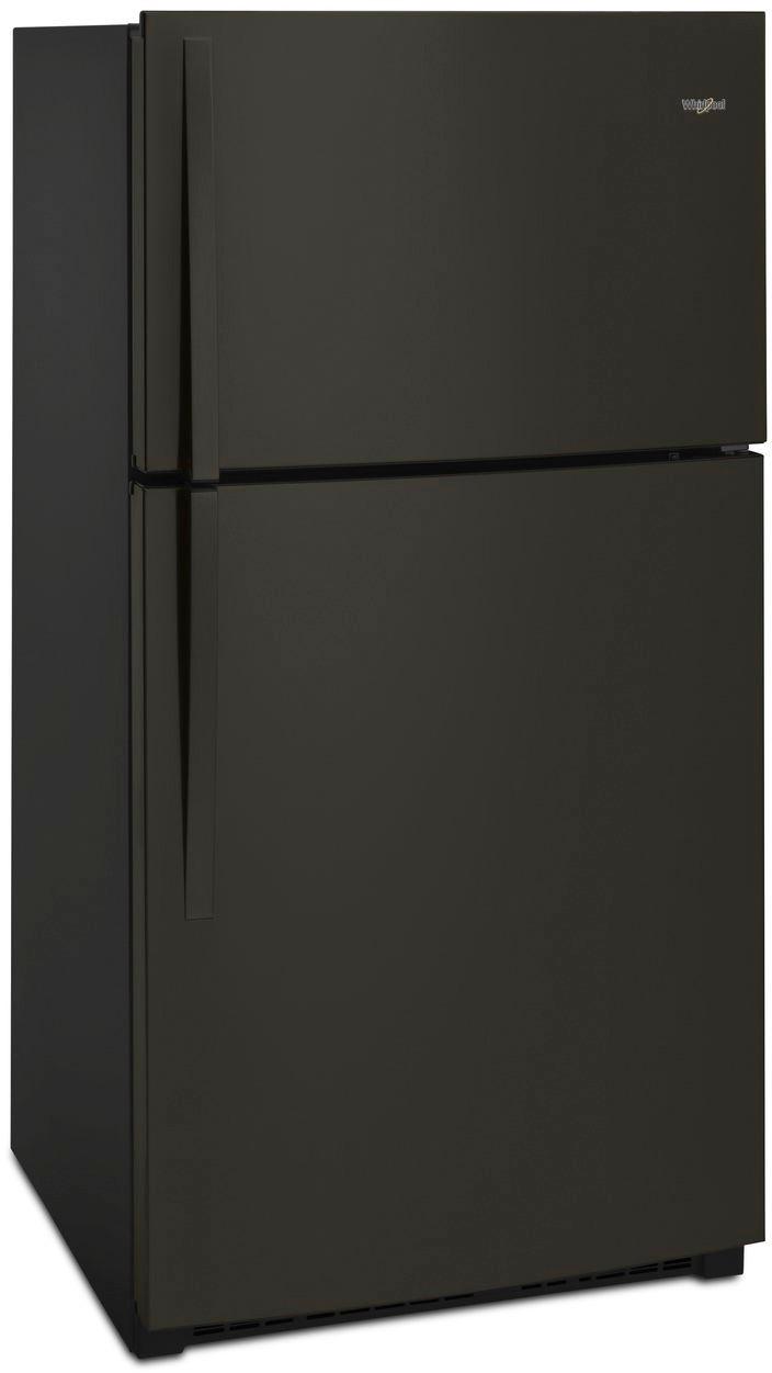 Angle View: Whirlpool - 21.3 Cu. Ft. Top-Freezer Refrigerator - Black stainless steel