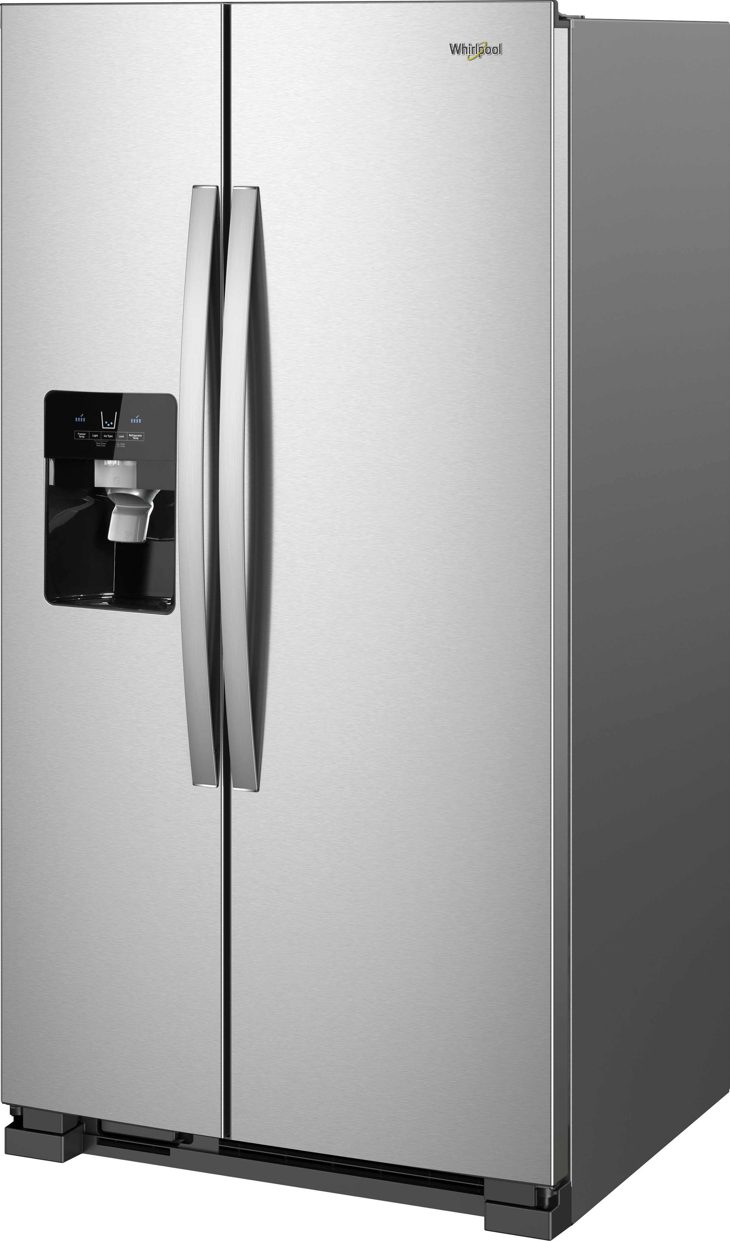 Left View: GE - 21.8 Cu. Ft. Side-by-Side Counter-Depth Refrigerator - Black Slate