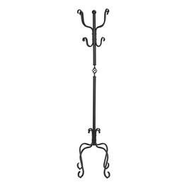 ALEXOUN - Metal Hall Tree Coat Rack - 8 Hooks Freestanding Entryway Stand, 74" Transitional Bedroom Furniture, 1pc - Black