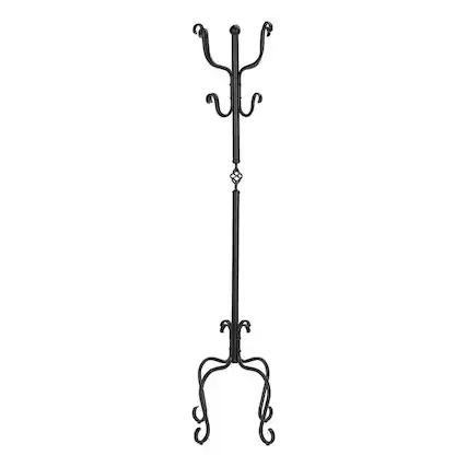 Front. ALEXOUN - Metal Hall Tree Coat Rack - 8 Hooks Freestanding Entryway Stand, 74" Transitional Bedroom Furniture, 1pc - Black.