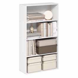Furinno - JAYA Book Shelf, 4-Tier Book Shelf, Bookcase with Open Shelving, Standing Bookshelf, 9.5 x 23.6 x 41.9 - White