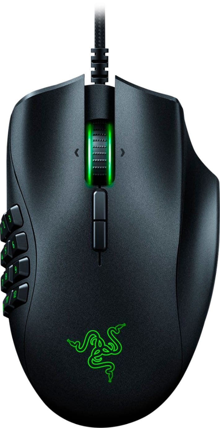 Razer - Naga Trinity Wired Optical Gaming Mouse with Interchangeable Side Plates in 2, 6, 12 Button Configurations - Black