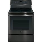 GE - 5.3 Cu. Ft. Freestanding Electric Convection Range - Black stainless steel - Front_Standard