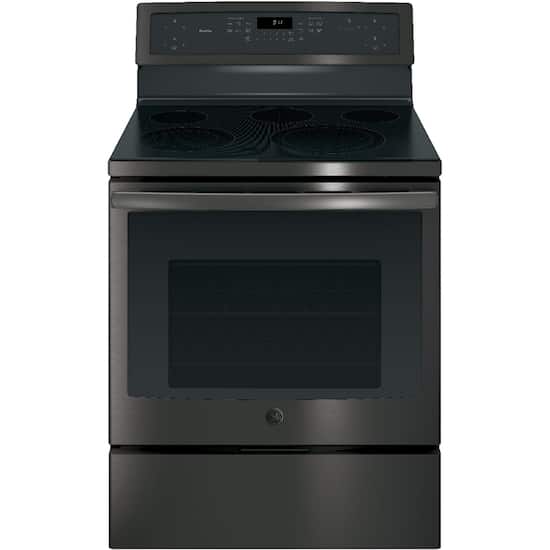 Ge 5 3 Cu Ft Freestanding Electric Convection Range Black Stainless Steel Pb911bjts Best Buy