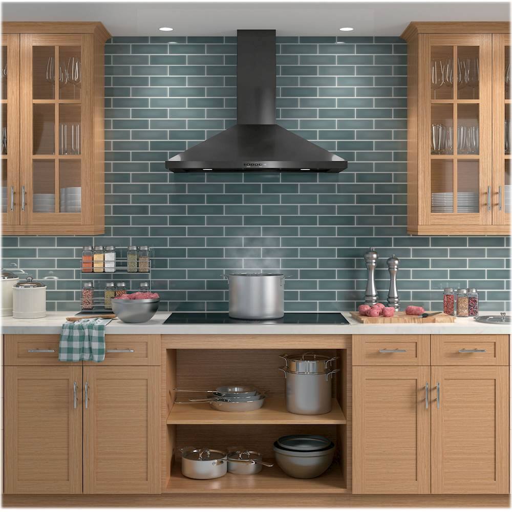 Alt View 14. GE - 36" Convertible Range Hood - Black stainless steel.