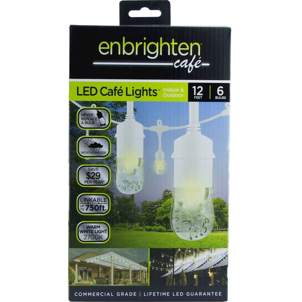 Best Buy Enbrighten Café LED Lights (12 feet/6 bulbs) White 35604