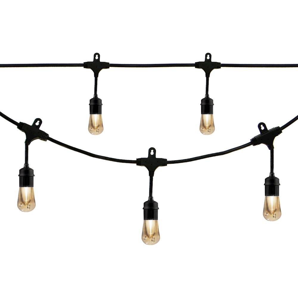 Enbrighten Classic LED Cafe Lights, 24 Bulbs, 48 ft. Black Cord