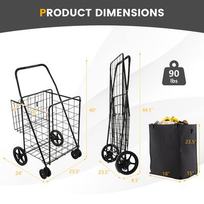 Shopping Cart Foldable 2-in-1 Foldable Shopping Cart With Wheels - 25kg Capacity Grocery Trolley With Waterproof Bag Portable Grocery Carrier - Foto 8