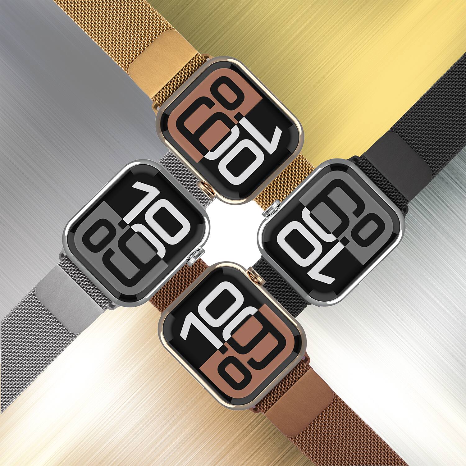 Angle. Vena - 2 Pack For Apple Watch Band Series 10 42mm, Stainless Steel Apple Watch Band Series 7 41mm Band Series 9, Silver+Gold - Multi.