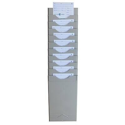 Alt View 1. Pyramid Time Systems - Pyramid Time Systems Time Card Rack, 9.25" H x 5.125" W x 2.25" D, 10 Pockets (400-10) - Gray.