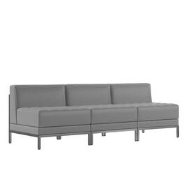 Emma + Oliver - Leather Lounge Set with Ganging Clips, 3 Pieces - Gray