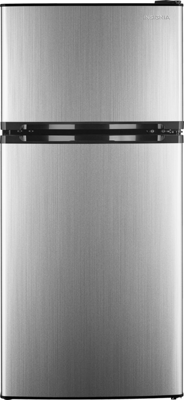 Insignia - 4.3 Cu. Ft. Top-Freezer Refrigerator, Stainless steel