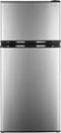 Front. Insignia™ - 4.3 Cu. Ft. Mini Fridge with Top Freezer and ENERGY STAR Certification - Stainless Steel.