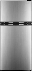 Insignia™ - 4.3 Cu. Ft. Mini Fridge with Top Freezer - Stainless Steel - Front_Zoom