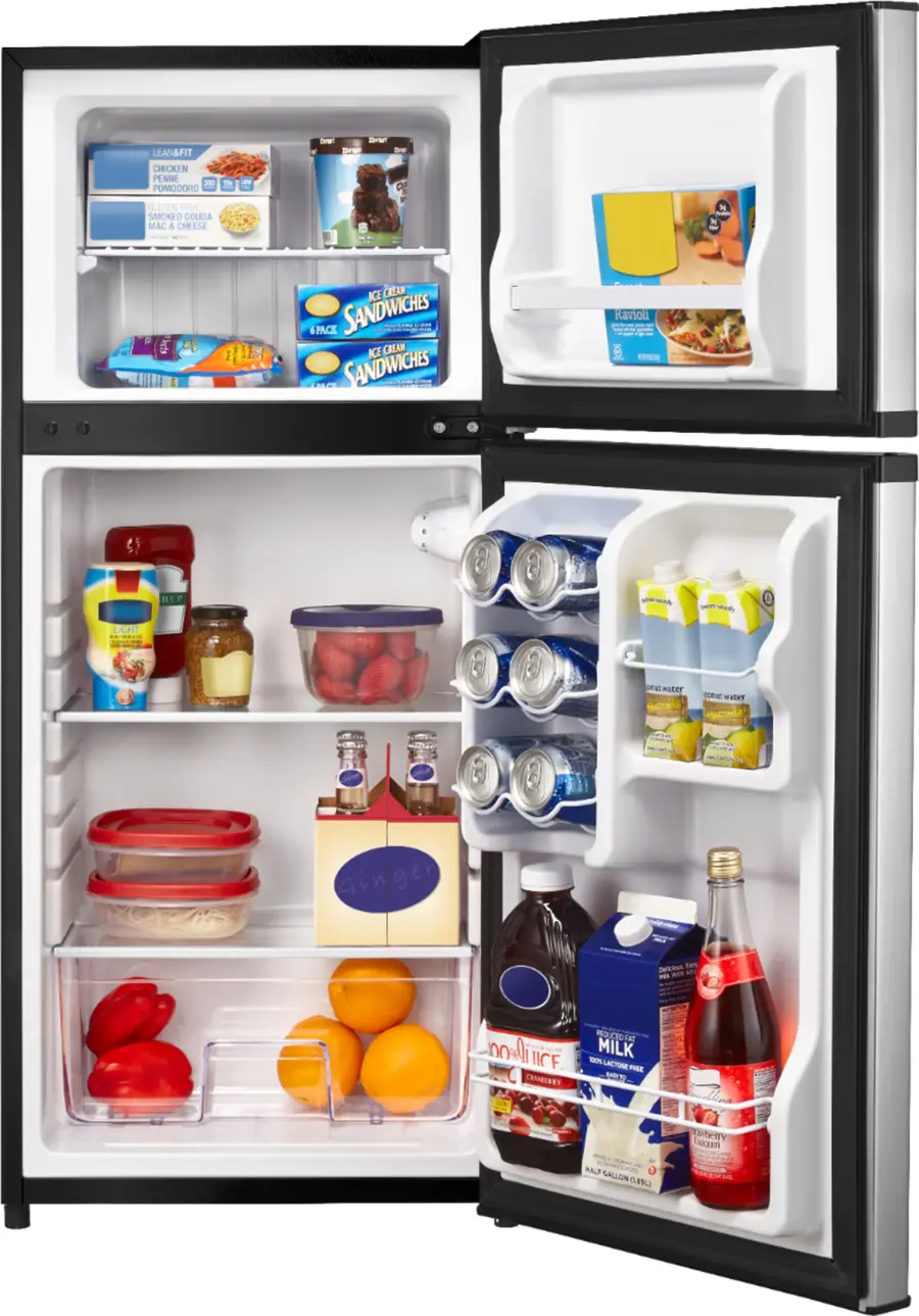 Alt View 12. Insignia™ - 4.3 Cu. Ft. Mini Fridge with Top Freezer and ENERGY STAR Certification - Stainless steel.
