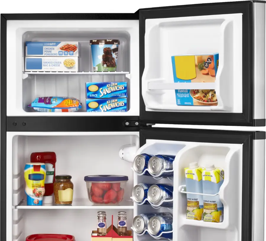 Alt View 13. Insignia™ - 4.3 Cu. Ft. Mini Fridge with Top Freezer and ENERGY STAR Certification - Stainless steel.